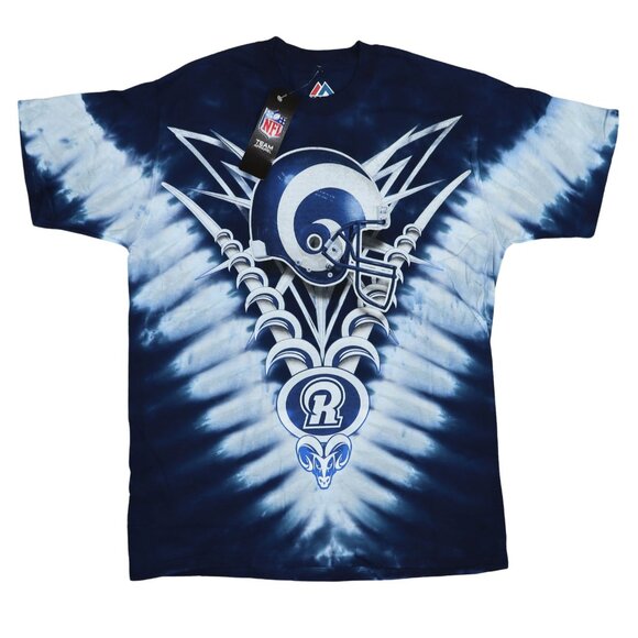Los Angeles Rams NFL Team Apparel Liquid Blue V-Dye Crew Neck Men's T-Shirt NWT - Picture 1 of 2